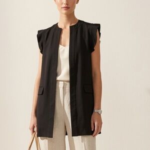 Rachel Zoe Black Structured Cap Sleeve Long Vest – Size S